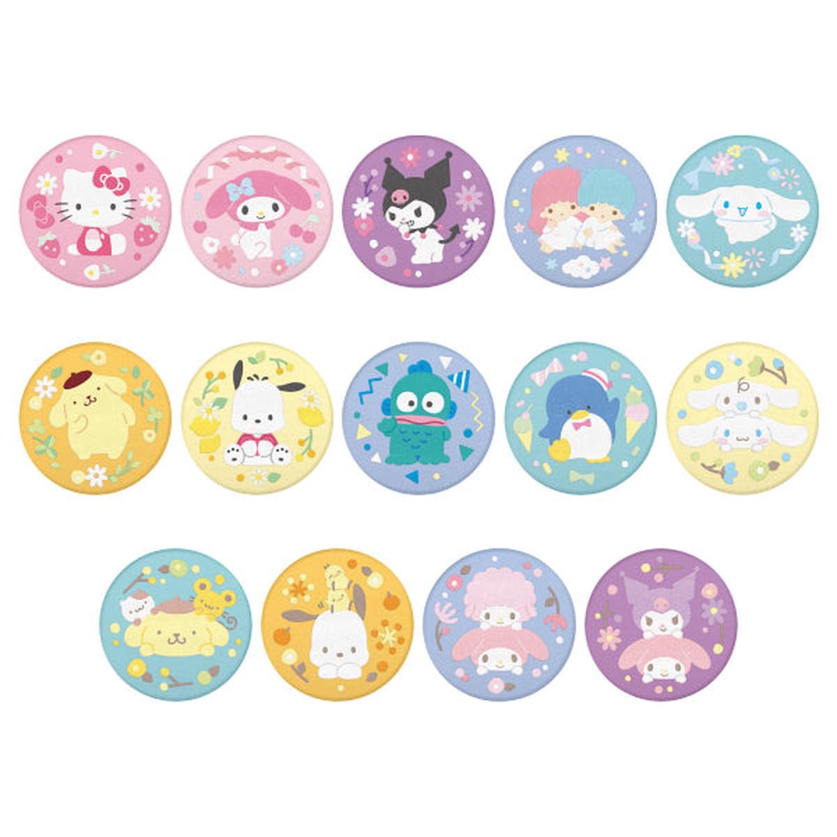 SANRIO CHARACTERS BISCUITS WITH EMBROIDERY CAN BADGE (box of 12 packs)