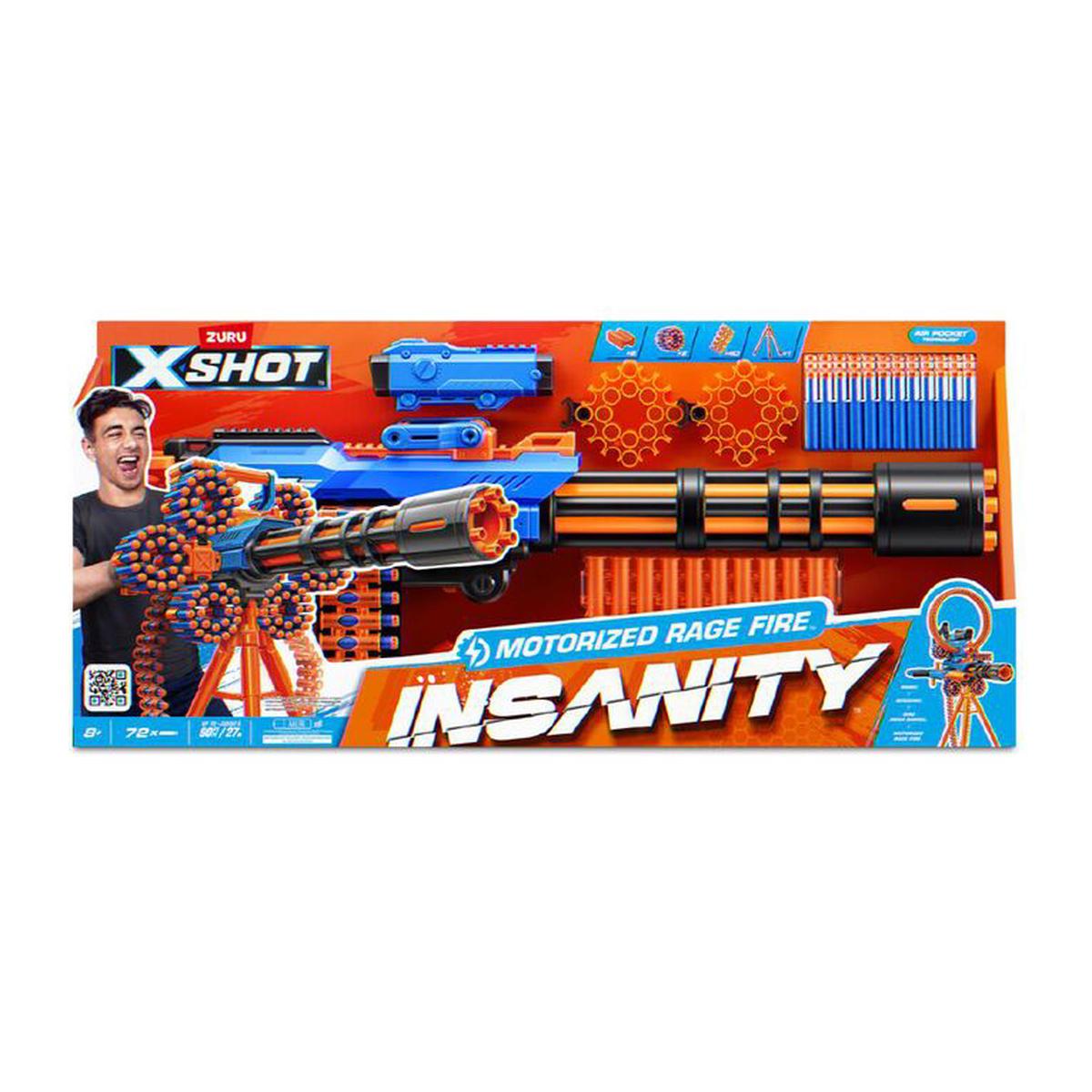 Zuru X Shot Insanity Motorized Rage Fire Gatlin Blaster